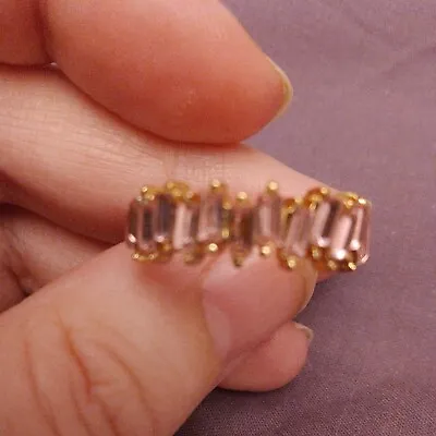 Pink Plastic Staggered Ring Size UK N And USA Sz 6.5 Gold Plated • £12.99
