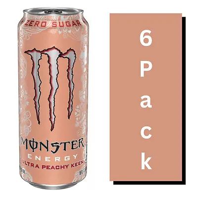 Monster Energy Ultra Peachy Keen Energy Drink - 16 Fl Oz Cans 6 Pack • $21.99