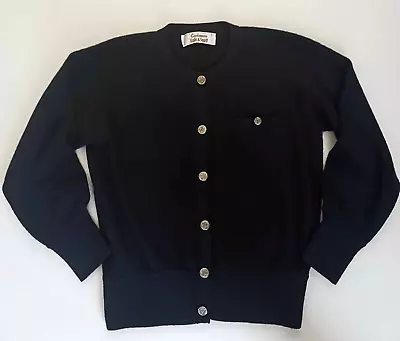 $69 • Buy VTG Lyle & Scott 100% Cashmere Blk Cardigan Sweater Jacket Silver Buttons Sz L