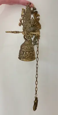 Brass Sanctuary Bell Wall Mounted Door Bell Mounting Base 17cm Long • £34
