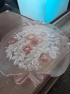 Vintage Mikasa Rosella Pink Floral Serving Plate Platter 14 Inches • $23.99