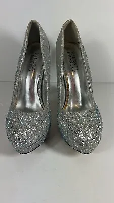 Valenti Franco 8M Shoes Womans Sliver Crystal Pumps 5 Inch Stiletto Heels • $26