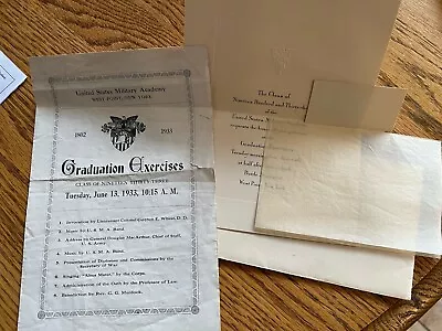 RARE West Point Military Academy Class ‘33 Graduation Invitation With Program • $23