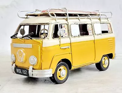 1964 Model Kombi Camper Van In Yellow With Surfboards Vintage Toy Bus Sale • $79.95