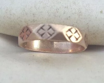 Fine Antique 14K Yellow Gold Baby Ring Band With Maltese Cross Design Size 1 • $55