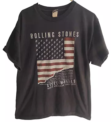 Vintage T Shirt Rolling Stones Steel Wheels Tour 1989 Retro Graphic Concert Rock • $24.99