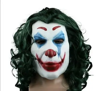 Halloween Joker Mask Cosplay Movie Scary Smile Evil Clown Mask Latex With Hair • $22