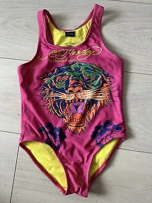 Pink Diamante Swimsuit Girls 5-6 Yrs Ed Hardy Summer Swim Pool Beach Sea Holiday • £16.98