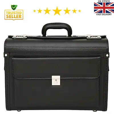 Executive Leather Look Pilot Case Professional Flight Travel Case Pilot Bag UK • £85