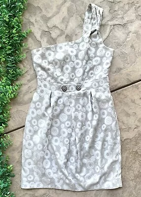 Moulinette Soeurs Anthropologie Sterling One Shoulder Dress Silver Gray Size 4 • $15.99