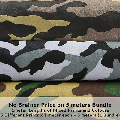 Army Camouflage Fabric Vintage Pattern Woven Material By The Yard & 5Mt Bundle • £1.25