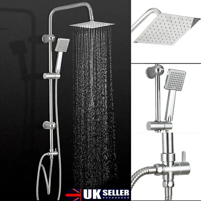 £35.99 • Buy Shower Kits Twin Head 2 Mixer Shower Heads Rail Hose Riser Square Bathroom Set