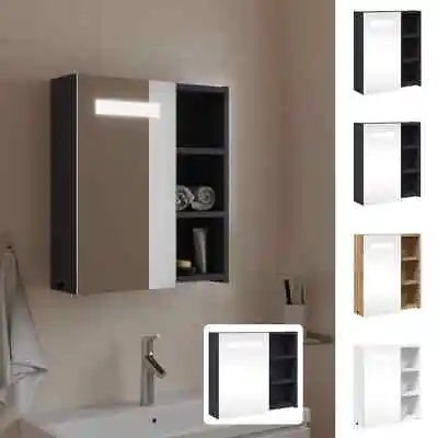 Bathroom Mirror Cabinet With LED Light Illuminated Wall Storage Cabinet VidaXL • £83.99