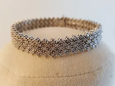 Vintage Diamond Sterling Slver Tennis Bracelet 120 Diamonds 1.7mm Each 1 Ct • $199.95