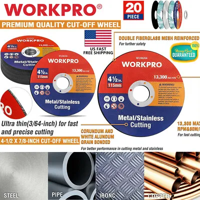 WORKPRO 4-1/2  20 Pack Cut Off Wheels Metal Stainless Steel Grinder Cutting Disc • $23.99