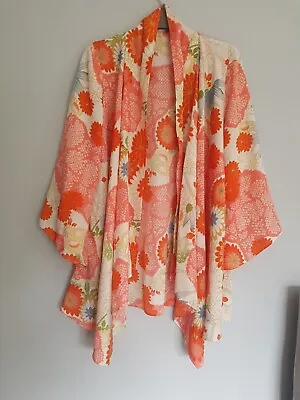 £39.99 • Buy Topshop Orange Floral Silky Waterfall Kimono Cover Up - Size Small  8 10 12