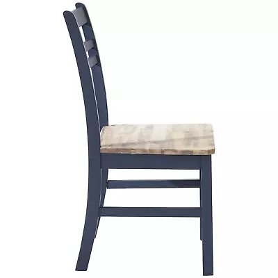 Florence Country Wooden Dining Chair. Navy Blue Kitchen Chair With Wooden Seat • £78.99