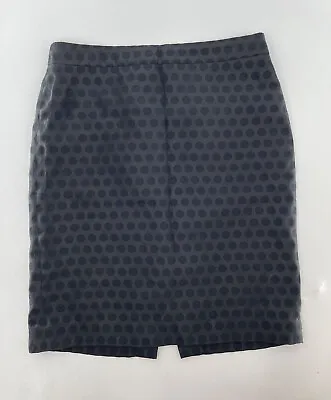 J Crew The Pencil Skirt Black Polka Dot Lined Straight Back Zip Slit Size 6 • $18.57