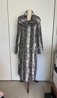$220 • Buy New Simon Chang Women Faux Fur Sequins & Leopard Details Long Coat SZ 16