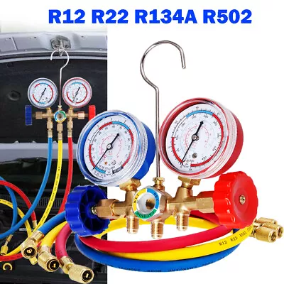 Air Vacuum Pump HVAC A/C Refrigeration Kits AC Manifold Gauge Kits R12 R22 R502 • $39.87