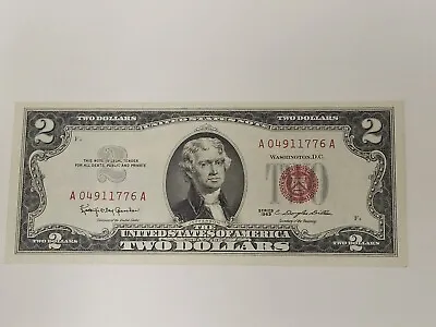 1963 2 Dollar Bill Red Seal Fancy Independence SN# A04911776A Uncirculated Crisp • $29.99