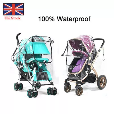 Buggy Rain Cover Universal Raincover For Baby Pushchair Stroller Pram Waterproof • £8.42