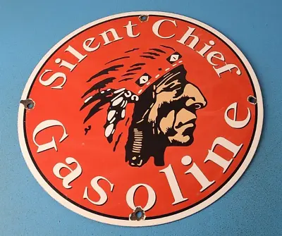 Vintage Silent Chief Porcelain American Indian Service Station Gas Pump Sign • $138.37