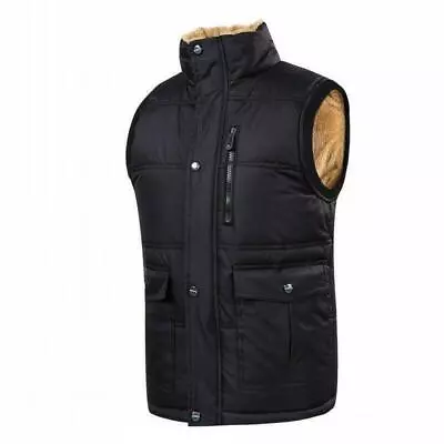 Men Casual Vest Coat Cotton Quilted Waistcoat Brushed Lining Stand Collar Jacket • $44.24