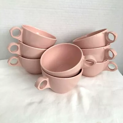 Pink Melmac Cups Set Of 7 Windsor Made In USA Coffee/Tea Mugs Vintage Plastic  • $17.99