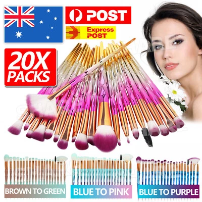 $7.95 • Buy 20PCS Eye Make-up Brushes Diamond Unicorn Eyeshadow Eyebrow Blending Brush Set