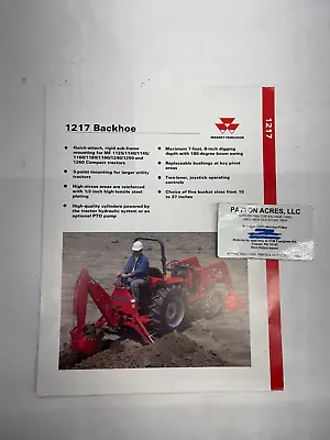 Brochure Spec Sheet For Massey Ferguson 1217 Backhoe • $8.95