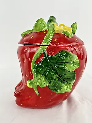 Vintage KMC Ceramic Strawberry Cookie Jar Medium 10  X 8  • $30