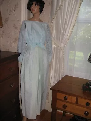 Lovely Vintage 1960 Crisp  Blue Lace Evening Gown - Bridesmaid Dress • $29.95