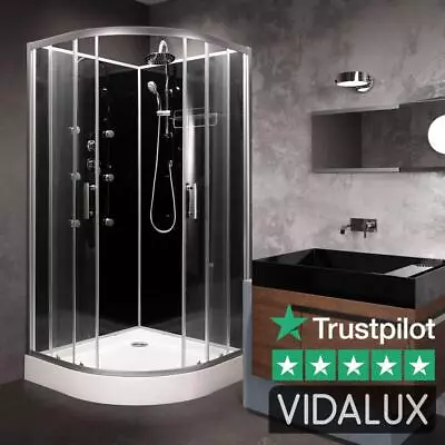 Vidalux 1000 X 1000 Shower Cabin Black SS710 Quad Fast Build Enclosure No LeaK • £549