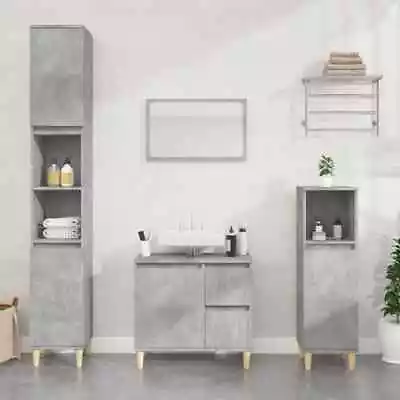 Bathroom Vanity Cabinet Wooden Basin Sink Storage Concrete Grey 65x33x60cm • $82.10