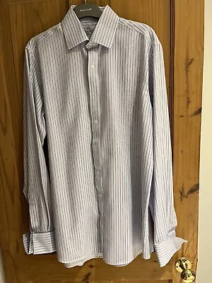 M &S Mens Shirt Tailoring Ultimate Non Iron Formal Pale Blue 15.5” Pure Cotton • £4