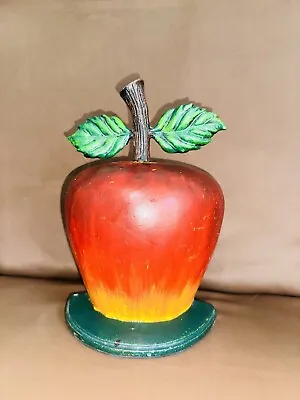 Vtg Cast Iron COUNTRY APPLE DOOR STOPPER Door Holder 12  Home Decor Door Stay • $49.99