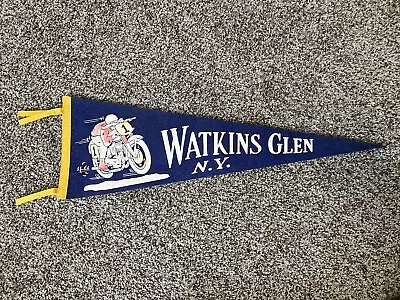 Vintage Felt Watkins Glen NY Pennant Motorcycle • $825