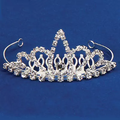 MINI TIARA Austrian Crystal Rhinestone Silver Plated Metal S4504 • $4.17