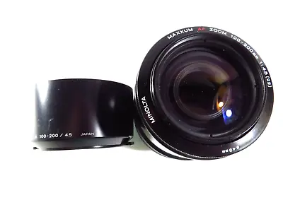 Minolta Maxxum 100-200mm F4.5 For Sony/Minolta A Mount W/ Rear Cap & Lens Hood • $27.99