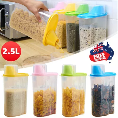 4pcs 2.5L Plastic Dry Food Storage Containers Pasta Rice Large Cereal Dispenser • $22.85