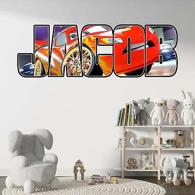 Cars Movie Lightning Mcqueen Personalized Custom Name Wall Sticker Decal • $12.75