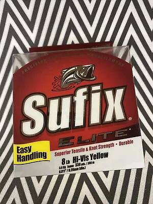 Sufix Elite Monofilament 8 LB Hi-Vis Yellow 330 Yards Monofilament Fishing Line • $12.27