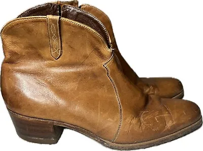 FLORSHEIM Vintage Leather Boots Size 9.5D Ankle Brown • $39