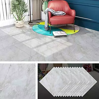 Peel And Stick Floor Tile 12x12 Inch 32 Pack Light Grey Marble Peel And Stick Vi • $94.70