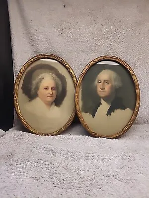 Antique/Vintage George & Martha Washington In Oval Wood Frames • $25.99