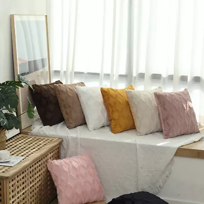 £4.99 • Buy 18  Home Decor Fluffy Sofa Cushion Cover Geometric Pillowcase Furry Pillow UK