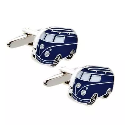 £12.36 • Buy VW SURFER BUS CUFFLINKS Blue Volkswagon Hippie Van Wagon Wedding Groom GIFT BAG
