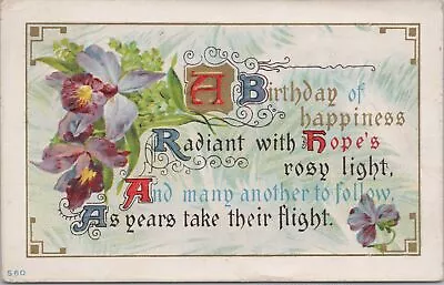 Greetings~Birthday~Purple And White Flowers~Radiant With Hope~Vintage Postcard • $2.70