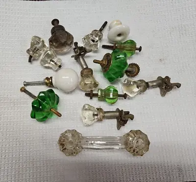 10 Plus Mixed Lot Vintage Used Glass Knobs And Pull Furniture Hardware • $27.95